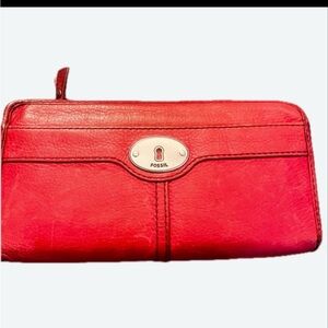 Fossil Red Leather Wallet